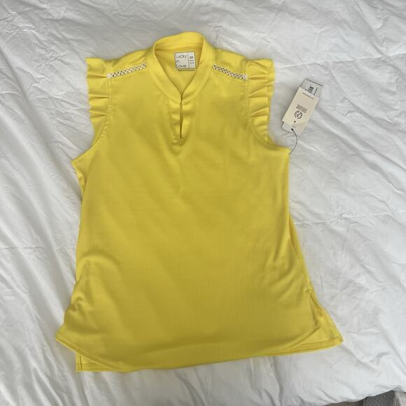 LUCKY IN LOVE WOMEN'S Chill Play Tank GOLF TENNIS PICKLEBALL Zest Yellow - Picture 8 of 9